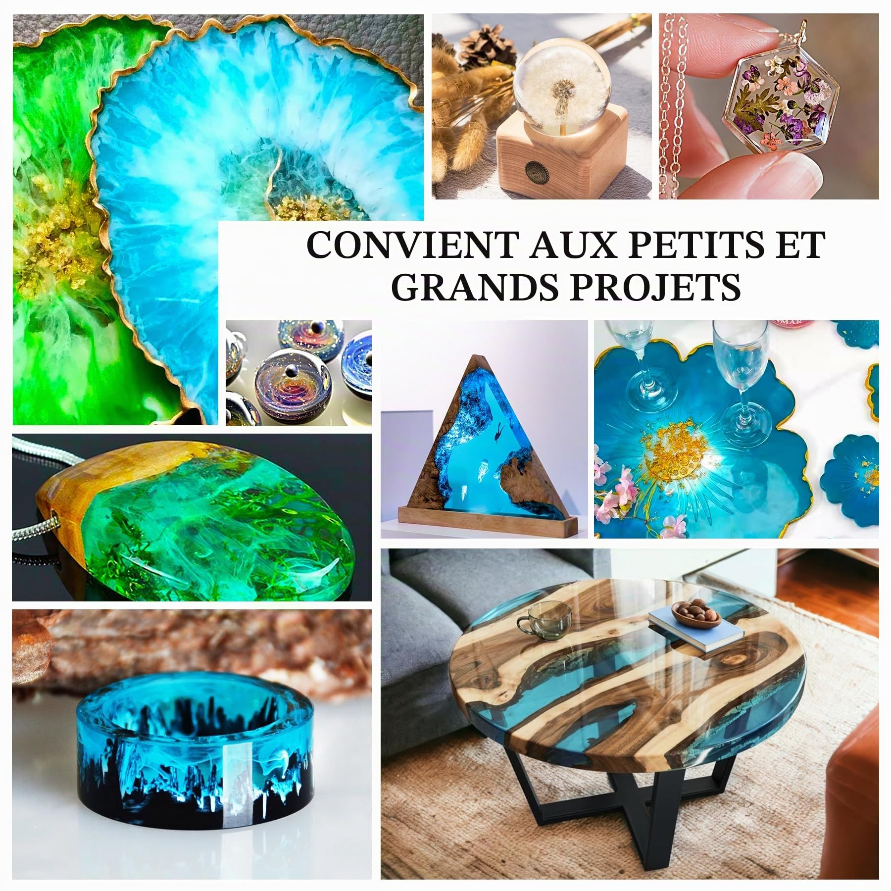 Epoxy Résine Transparente Sans Bulles - 4.4L / 5kg avec Pompe pour Art, Bijoux, Revêtement, Coaster, Bois