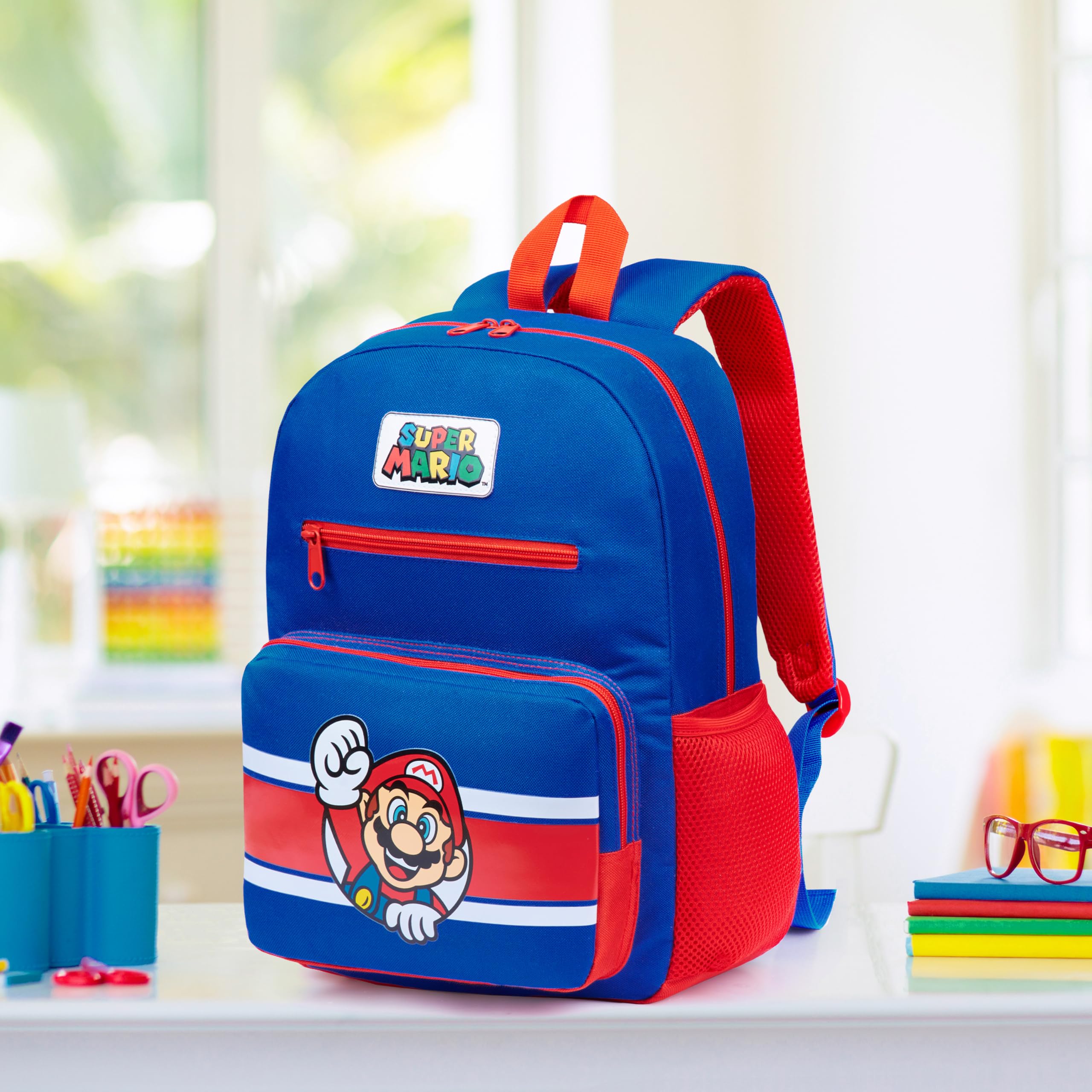 Super Mario Sac a Dos Enfant Garçon Fille Cartable Scolaire 6 Compartiments Sac Primaire Voyage Rentrée Cadeau Gamer