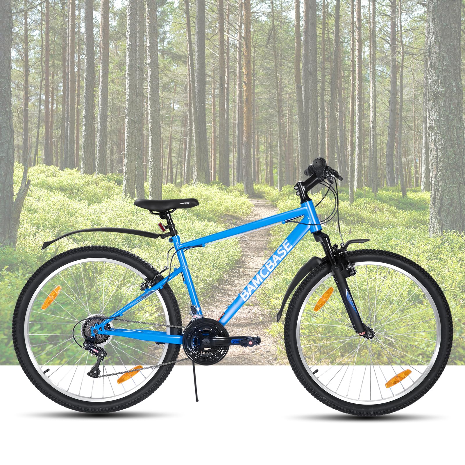 HILAND Bici Mountain per Adulti 26/27,5/29”, 21 Velocità, Bicicletta da Città e Tempo Libero per Uomo e Donna, Freni V-Brake, Nero/Blu/Grigio