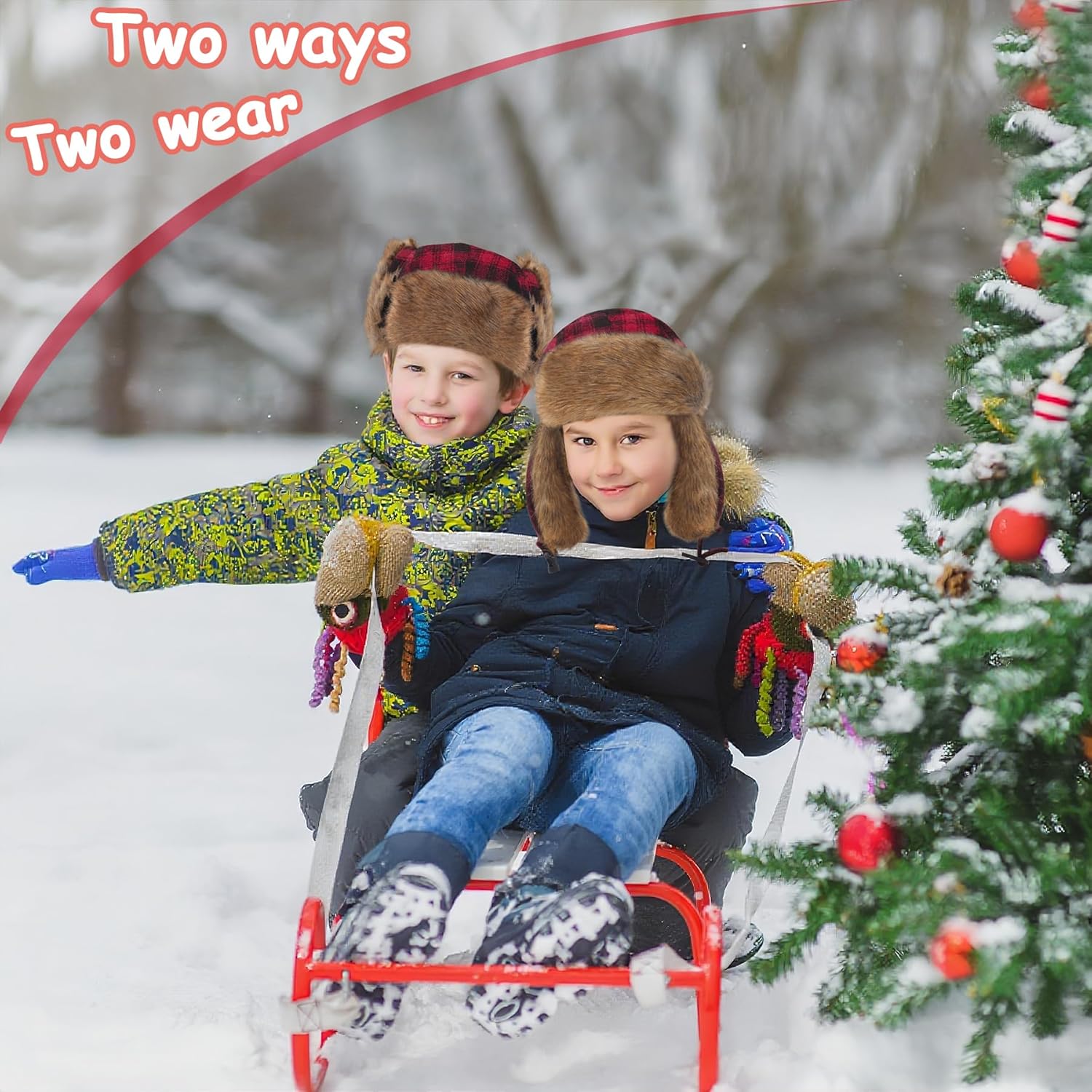 Kids Winter Trappers Hat Toddler Outdoor Windproof Ushanka Ski Cap Ear Flap Chin Strap Snow Hat for 3-8Y - Image 4