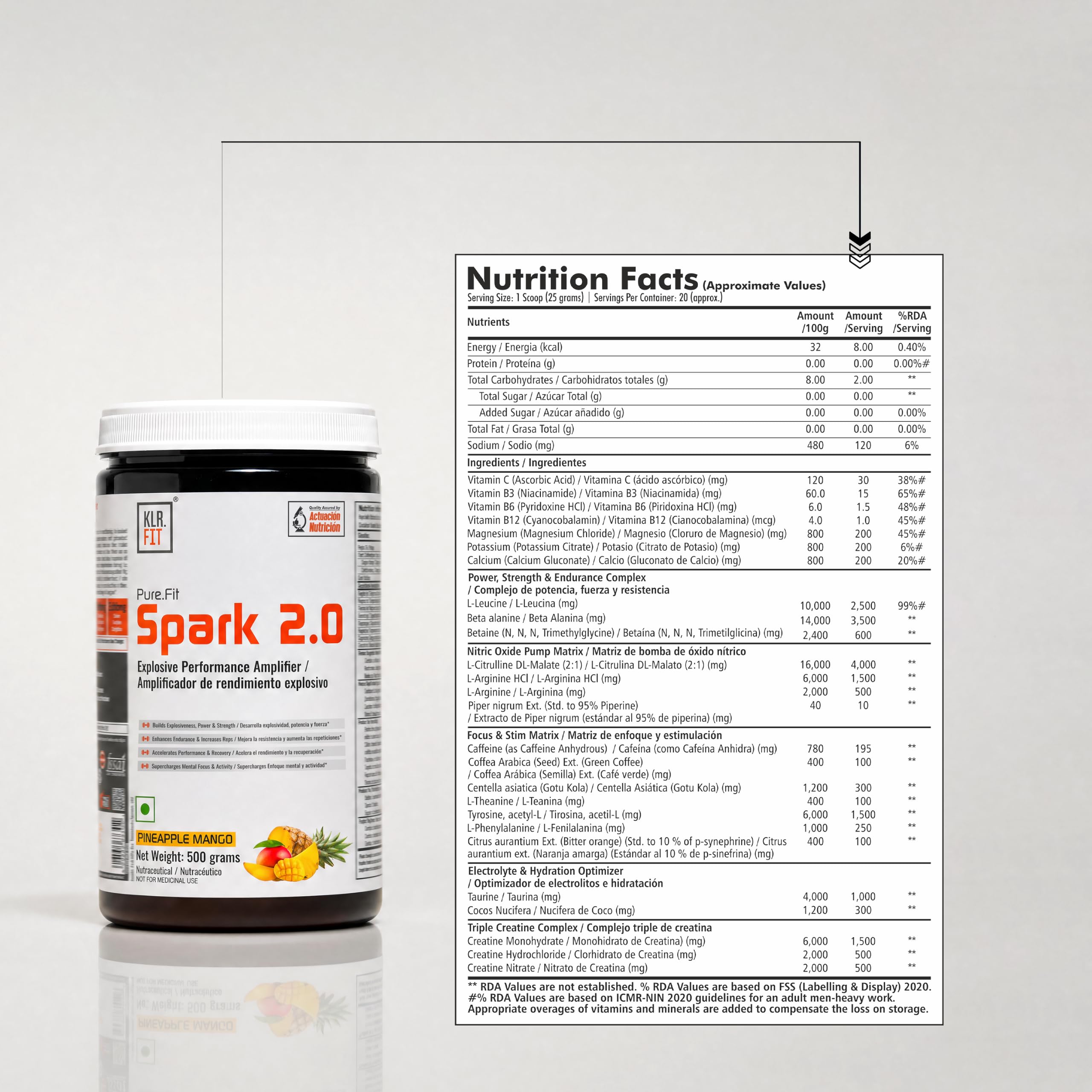 Spark 2.0 Pre-Workout Advanced Energy & Pump Formula | Intense Focus, Strength & Endurance Support | 500g (Pineapple Mango) — Amazon image 2