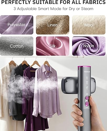 Miniatura 4 de OGHom Vaporizador para ropa, vaporizador de viaje de 110-240 V y plancha 2 en 1, potente vapor de 1000 W, removedor de arrugas portátil de mano,