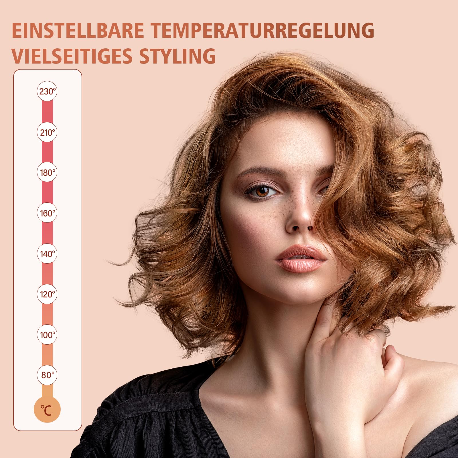 Ferro arricciacapelli grandi e piccoli set di ricci con temperatura regolabile – 6 in 1 con diversi accessori in ceramica antistatica rivestimento tormalina, ferro ondulato per Beach Waves