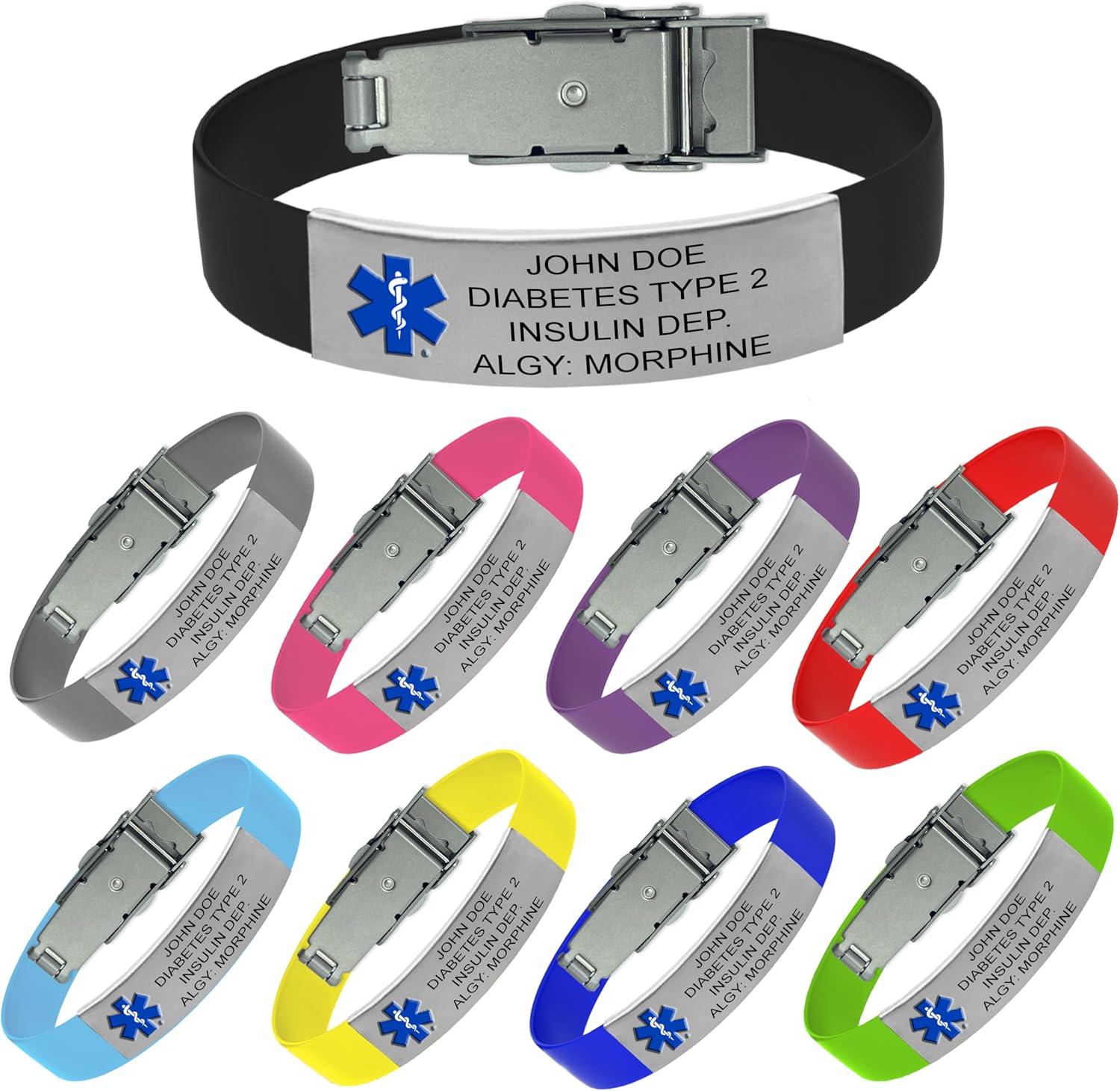 Medical Alert Bracelet for Men & Women – Customizable, Silicon Band, Personalized Bold & Readable Engraving with Complimentary Access to PHR (Personal Health Record)