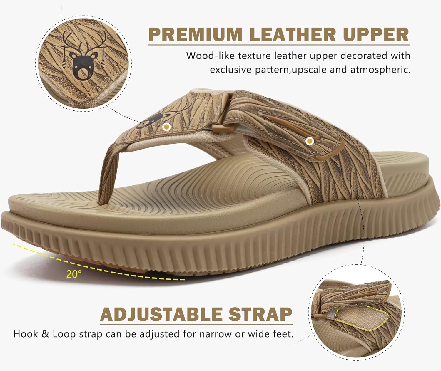 KuaiLu Men's Orthotic Cushion Flip Flops Mens Athletic Recovery Foam Walking Sandals Lightweight Summer Beach Flip-Flop Slides Shoes for Man, Soft Comfort Fit & Arch Support - Image 4