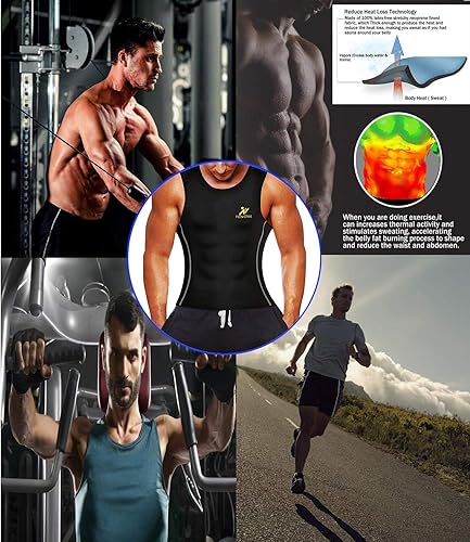 Miniatura 5 de NINGMI Chaleco de neopreno para hombre, chaleco de entrenamiento de cintura de neopreno, chaleco con peso, reductor de cintura, traje de sauna,