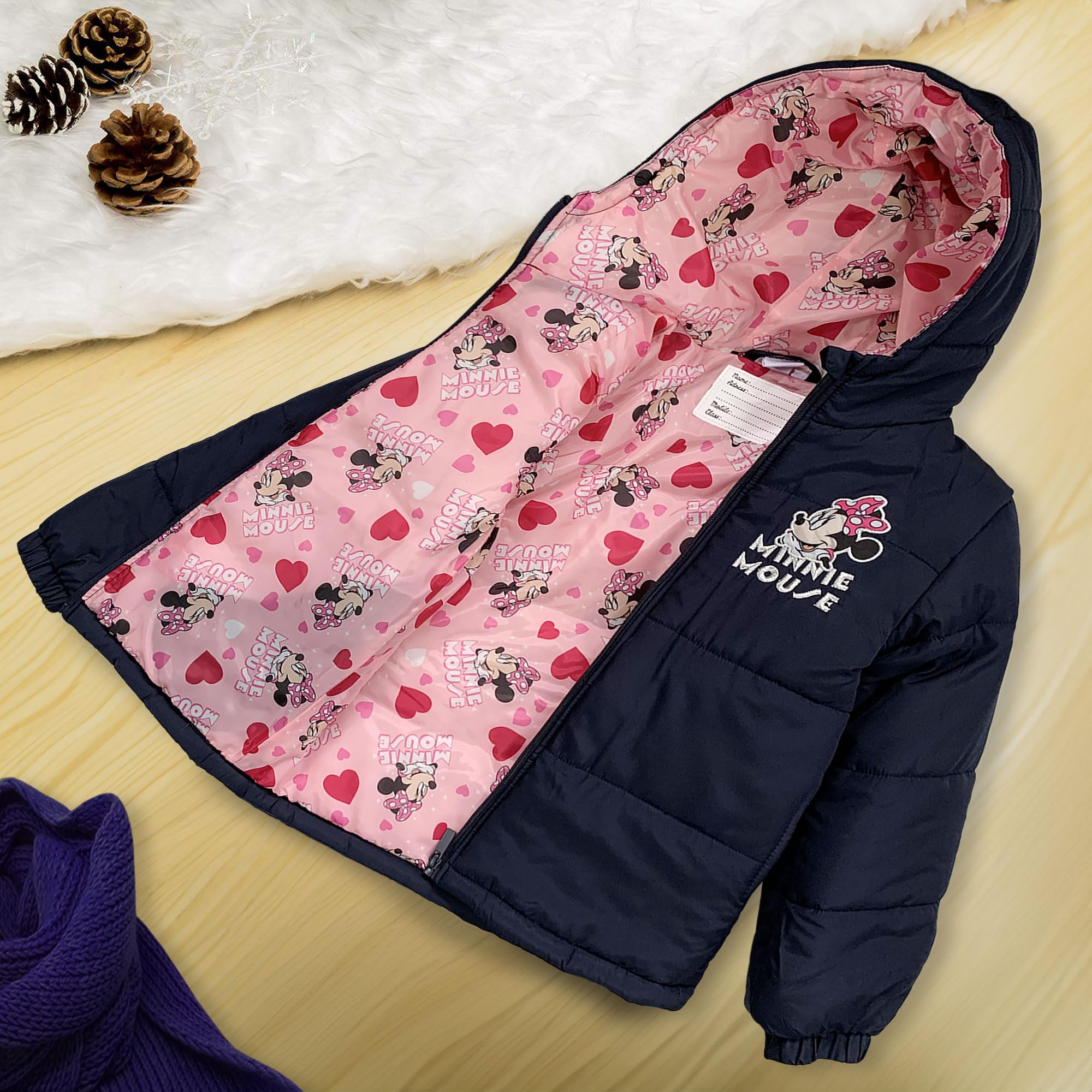 Disney Kurtka dziecięca zimowa kurtka puchowa Minnie Mouse Wodoodporna 6261