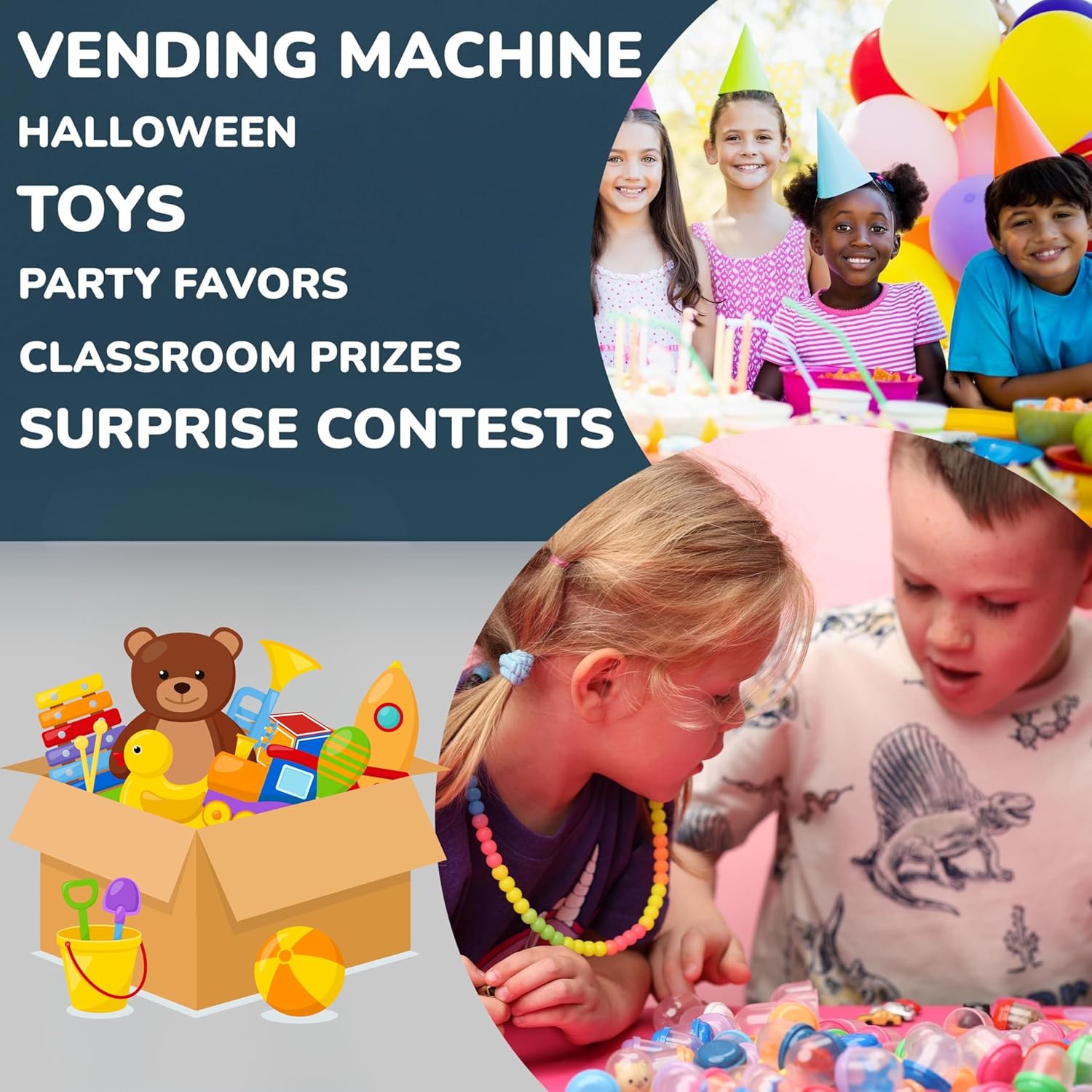 Capsule Vending Machine Translucent Round Capsules Empty 250 pcs 1.1 inch - Gumball Machine Capsules Bulk Party Favors Containers - Easter Basket Stuffers Gifts Pinata Stuffers DIY Craft Supplies