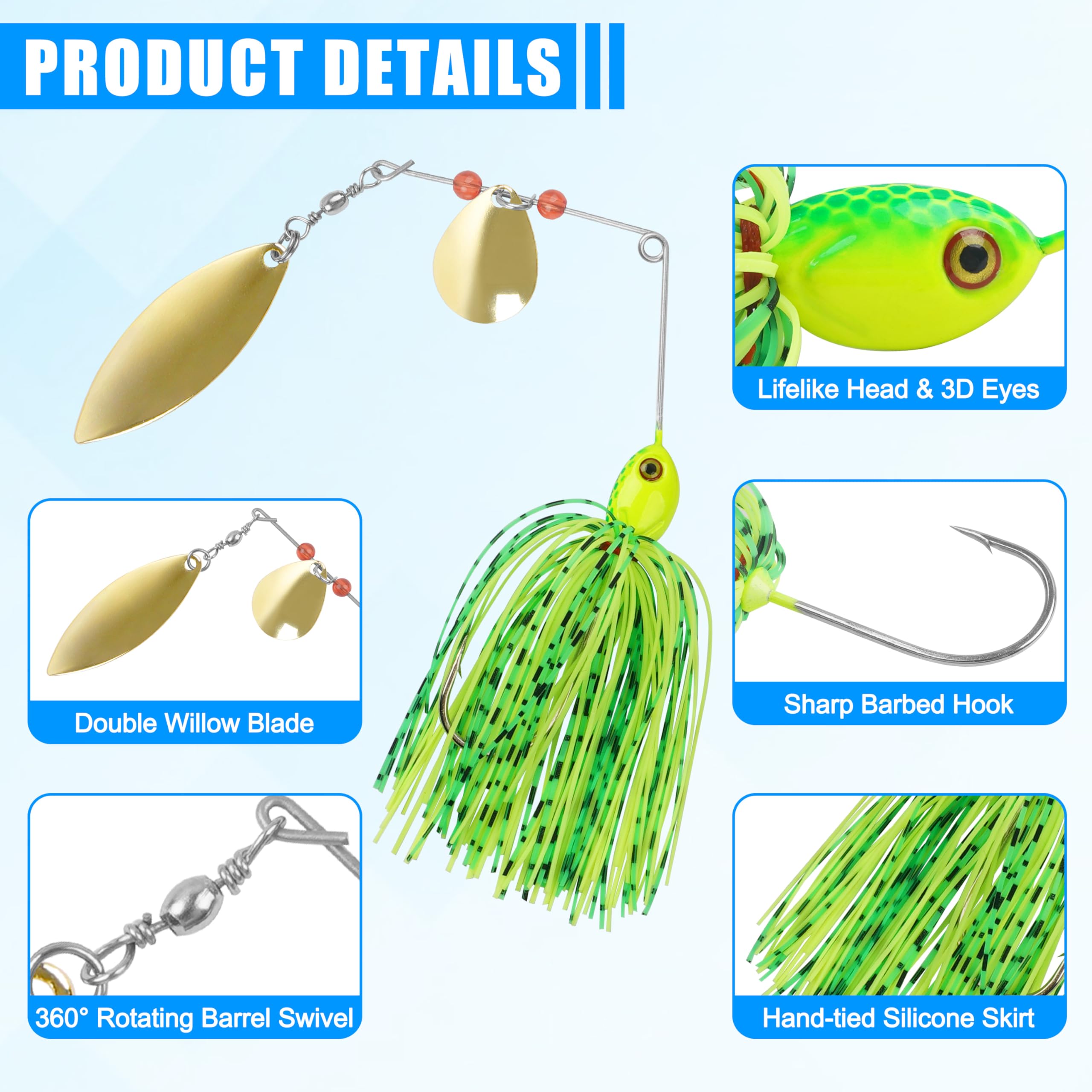 AGOOL Angelköder Spinner Köder-Set – Hartmetall Spinner Lures Multicolor Jigköder Buzzbait Swimbaits für Hecht, Barsch, Forellen, Lachs, Süßwasser, Salzwasserangeln, 6 Stück/12 Stück, Set-2, 12 pcs