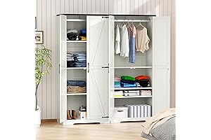 Spacious Wooden Armoire Wardrobe Closet for Bedroom Storage
