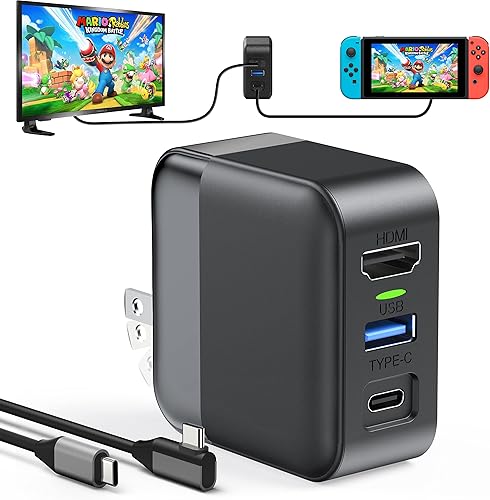 Adaptador de cargador de muelle para interruptor OLED, cargador de interruptor portátil para modo de TV, base HDMI con cable de 4 pies, interruptor