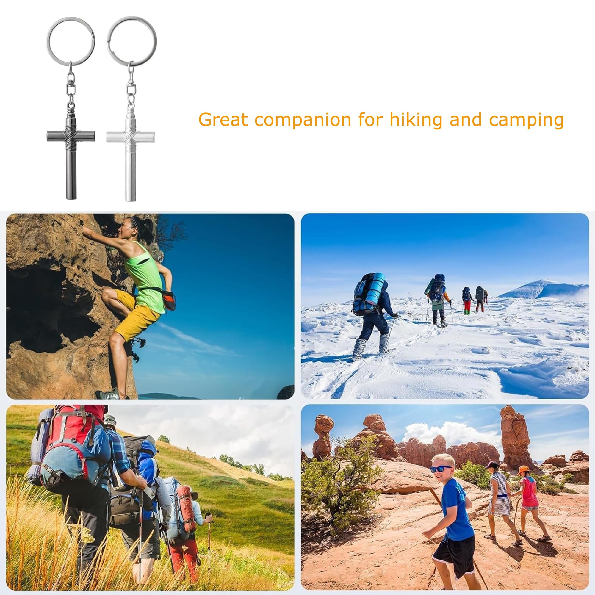 Lot De 2 Sifflets D’Urgence Métal – Croix, Porte-Clés, Son Puissant – Camping Randonnée Survie
