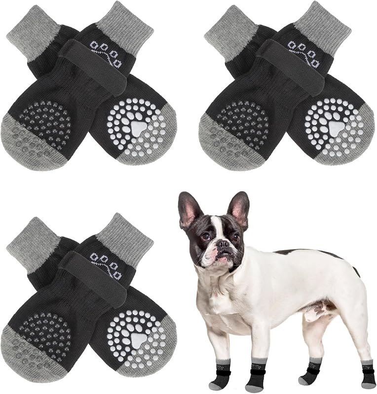 Meias Antiderrapantes para Cães SCENEREAL com Faixa Elástica e Grip Dupla, Protetor de Patas, Pacote com 6