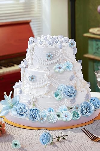 Miniatura 5 de Cabezas de flores artificiales para manualidades - Rosas de seda azul artificial, peonías, margaritas y cabezas florales mini a granel (paquete de