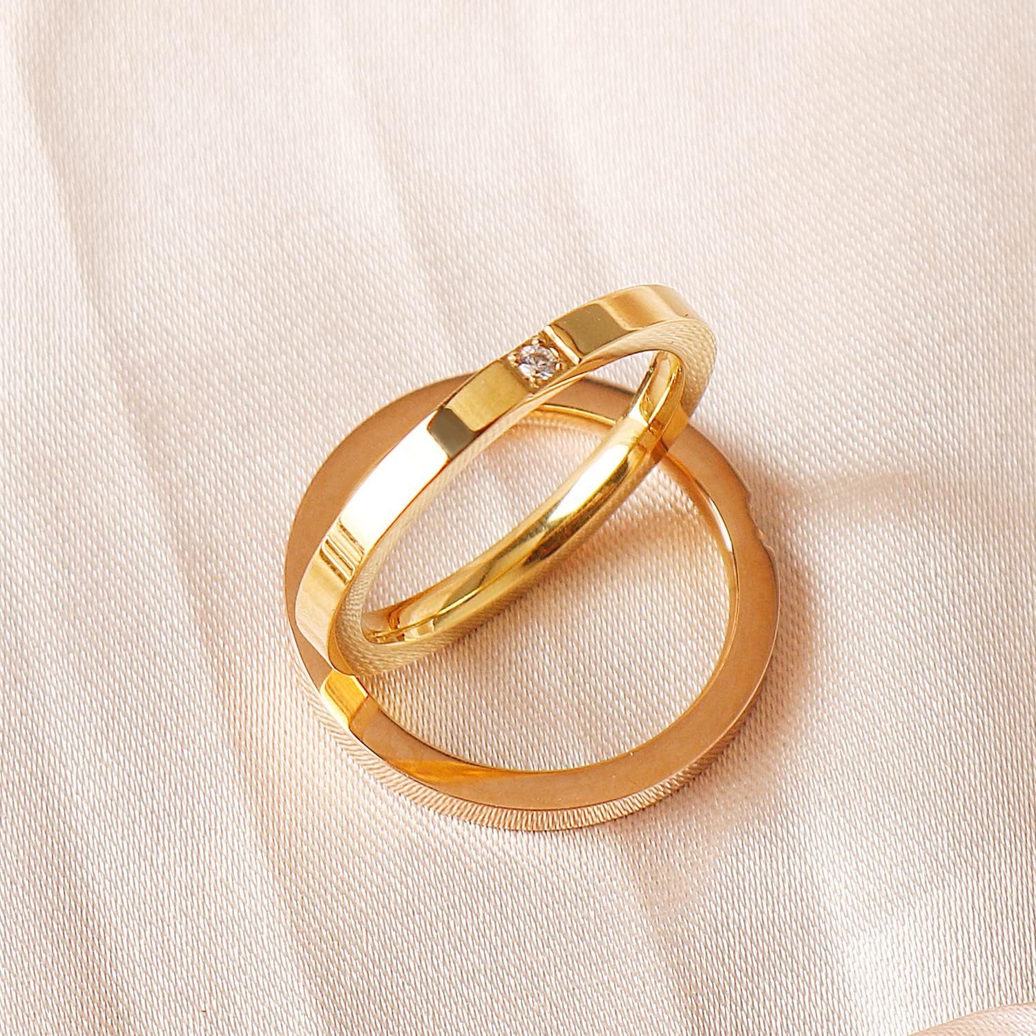 CHUQIU 3PCS Love Friendship Ring Gold Ring Sets for Women Stainless Steel Wedding Statement Thumb Ring 18K Gold Silver Rose Plated Cubic Zirconia Rings Jewelry Gifts for Her - Image 5