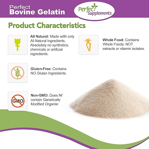 Miniatura 4 de Perfect Supplements Gelatina bovina perfecta - 23.28 oz - 100% proteína de colágeno de gelatina de res - Apoya la salud saludable de la piel y las