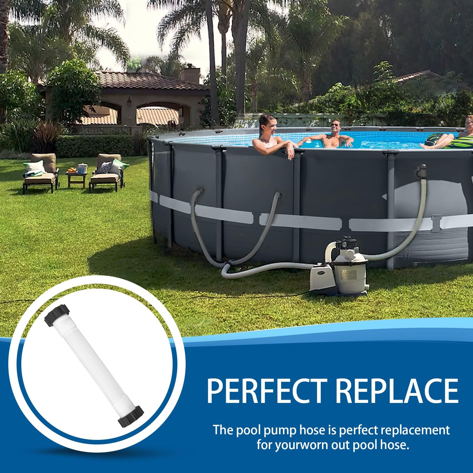 Tuyau de Pompe de Filtre à Sable de Piscine,tuyaux de piscine de 38 mm,tu yau d'interconnexion pour Intex,Tuyau de jonction pour filtration pour Piscines Hors Sol,Tu yaux pour Pompe Filtratio