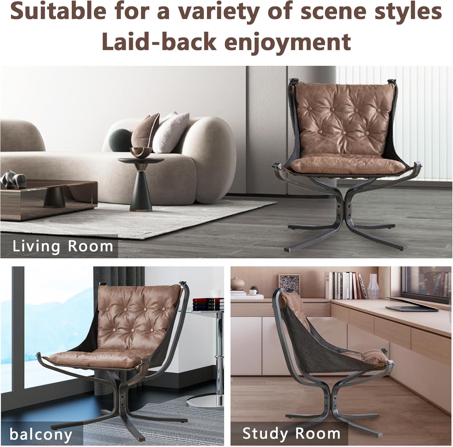 Living Room Chairs, Genuine Leather Butterfly Chair, Handmade Iron Frame Reading Chair, Vintage Chair for Study Room Reading, Bedroom, Living Room, Office