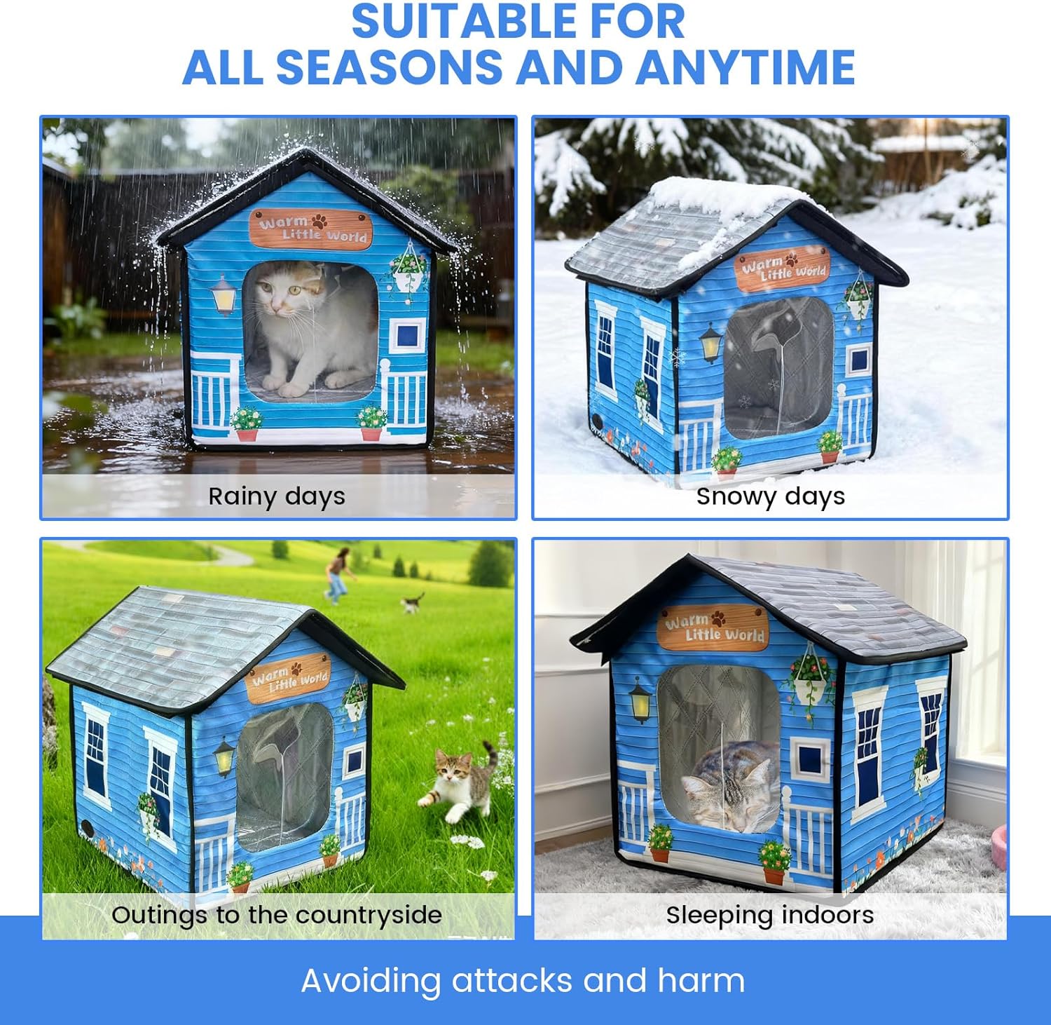 Condition photo showing Good Condition for Waterproof Heated Outdoor Cat House for Winter, Durable and Warm Cat Houses for Outdoor Cats with Heating Pad Dual Escape Door,Easy Assembly Safety Outside Pet Shelter in Winter- 15.8"X13.8"X16.9" Classic
