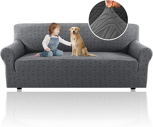 Miniatura 1 de H.VERSAILTEX Fundas de sofá jacquard para sofás de 3 cojines, 1 pieza, funda elástica para sofá, protector de muebles antideslizante, suave y grueso