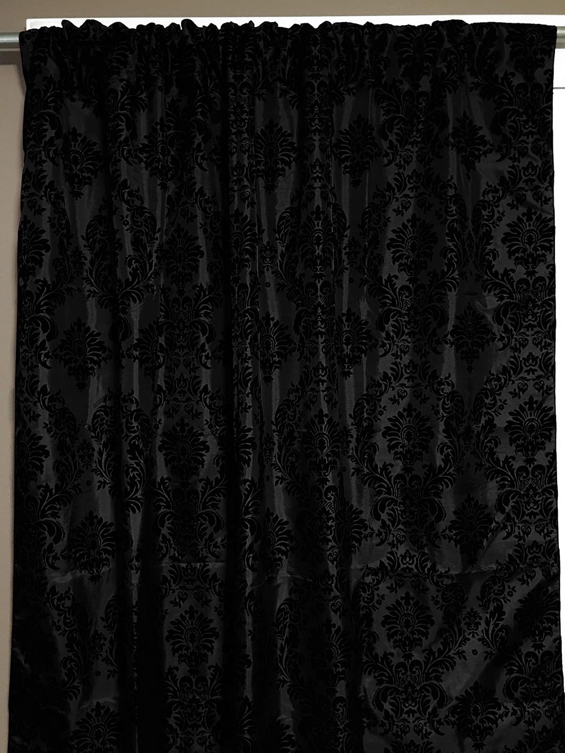 Amazon.com: lovemyfabric Taffeta Flocking Damask Print Curtain Panel ...