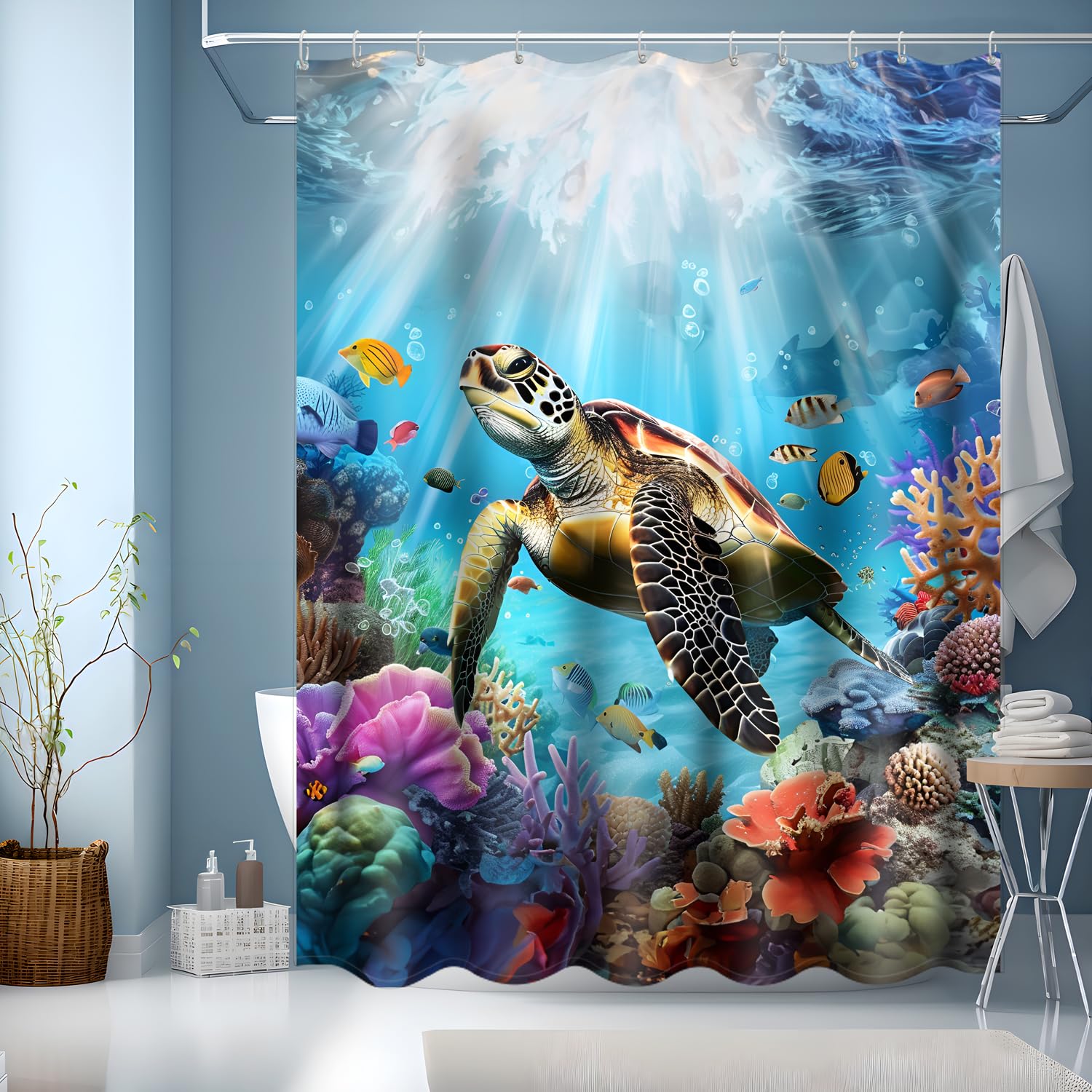 Cortina de Ducha 150x200,Cortina de Baño Estampada Impermeable,Cortinas de Baño Antimoho Impermeable Lavable Tejido de Poliéster Cortina Ducha con 12 Ganchos