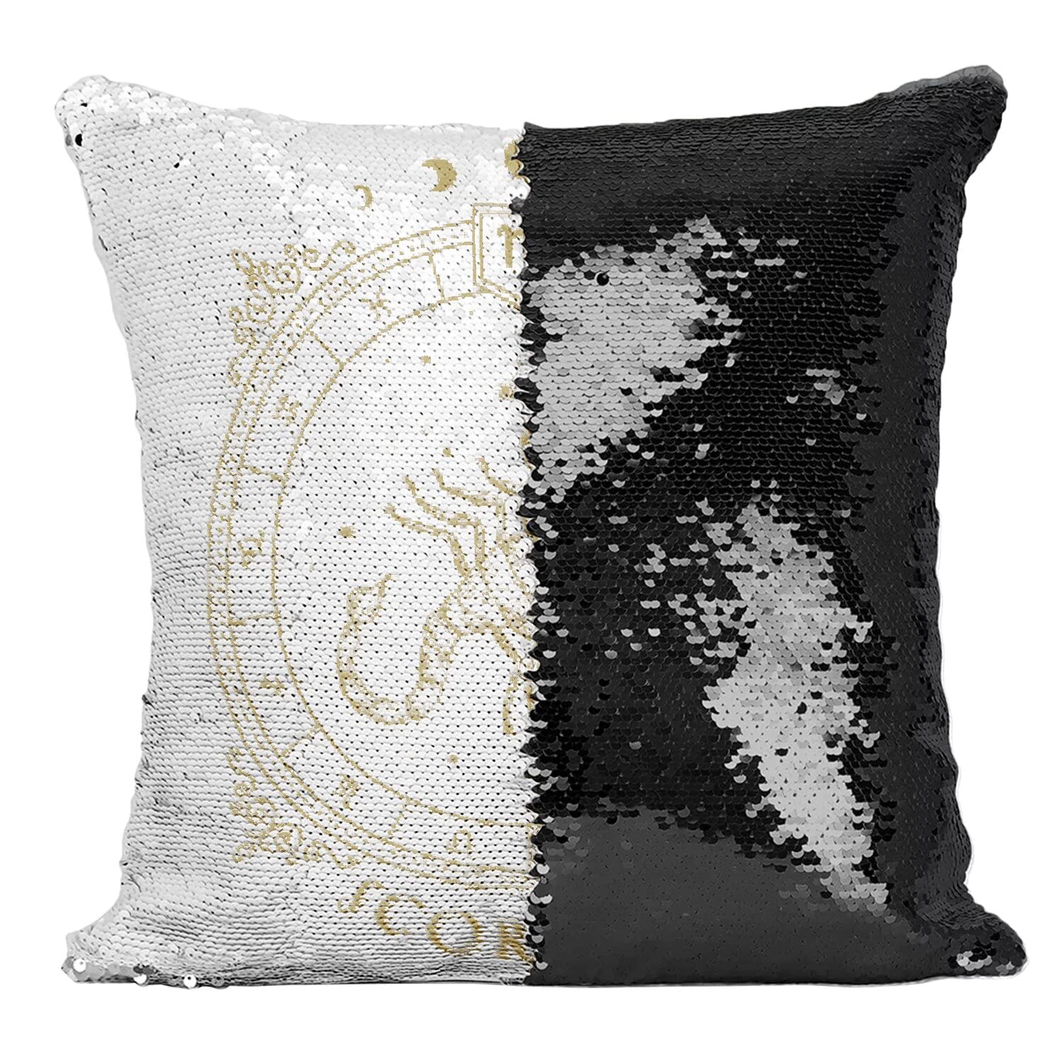 Coussin Sequin Noir Scorpion Astrologie pour Déco Canapé