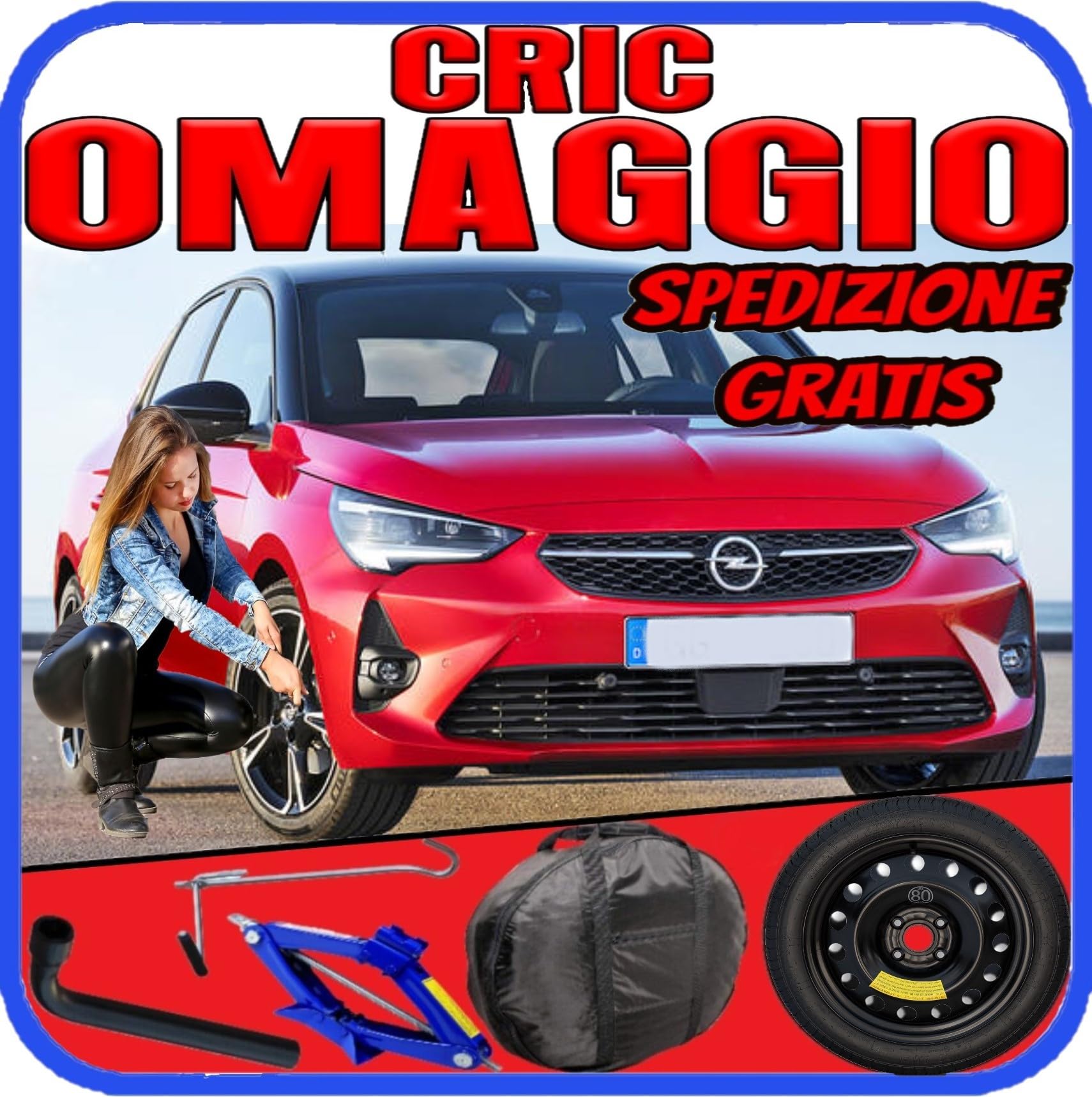 Ruotino Di Scorta Per Opel Corsa (F) 4 Fori Gomma 125/80 R16 2019-2024 Con Kit Accessori