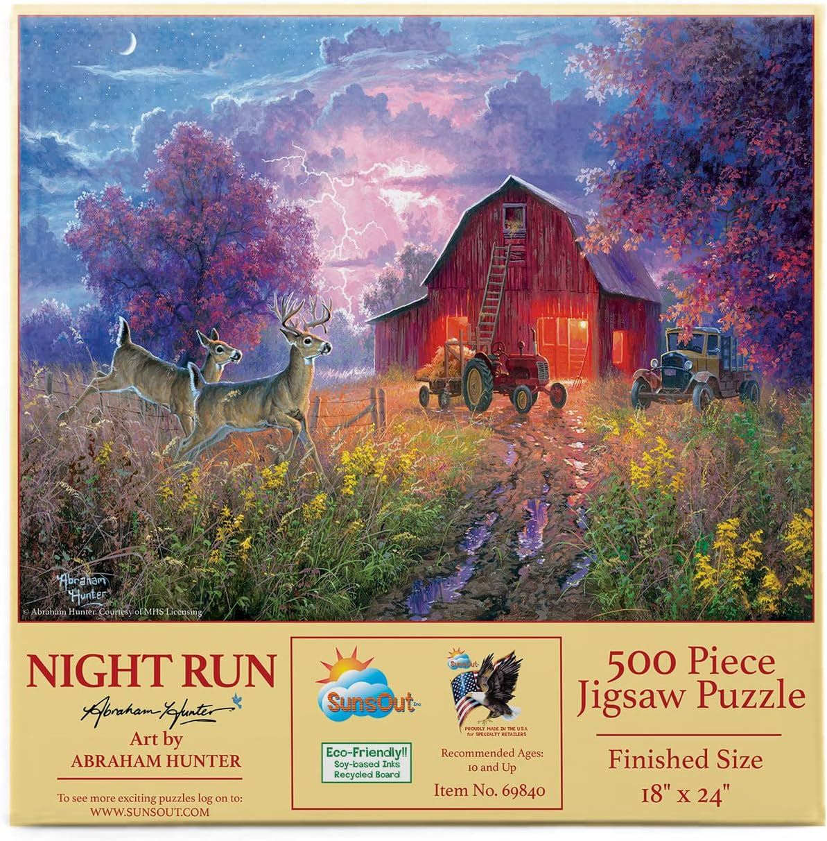 SUNSOUT INC - Night Run - 500 pc Jigsaw Puzzle by Artist: Abraham Hunter - Finished Size 18" x 24" - MPN# 69840