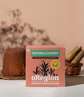 oRegion Jaggery 1kg | Sugarcane Gur/Gud Block | Unrefined Desi Jaggery | Sulphur-Free Traditional Sweetener for Tea, Milk & Sweets