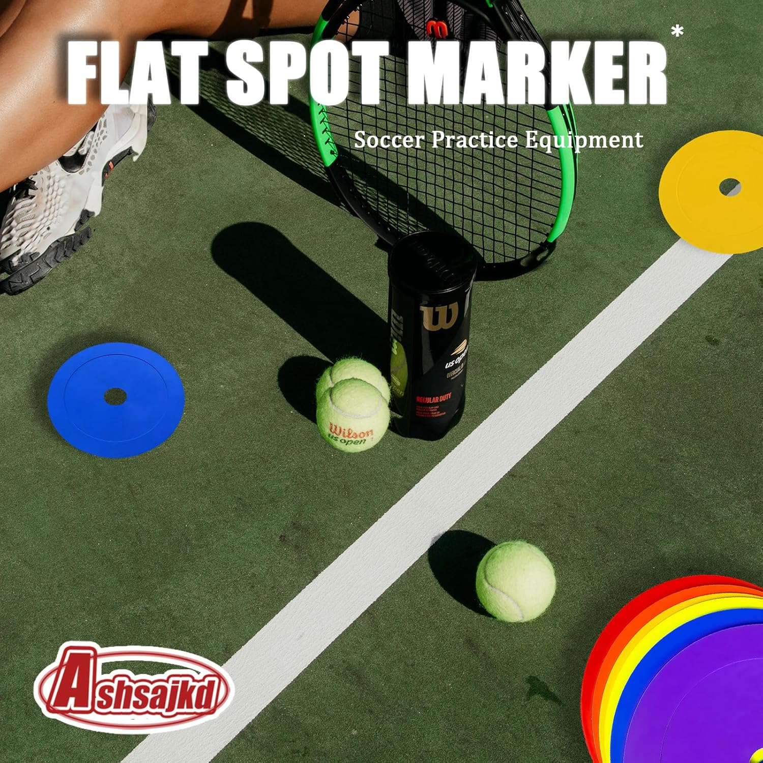 Ashsajkd 48 Pack 6 Inch Flat Soccer Cones, Multicolor Non-Skid Spot Markers with Holes, Flat Cones for Sports Training, Football, Baseball, Agility Training Equipment