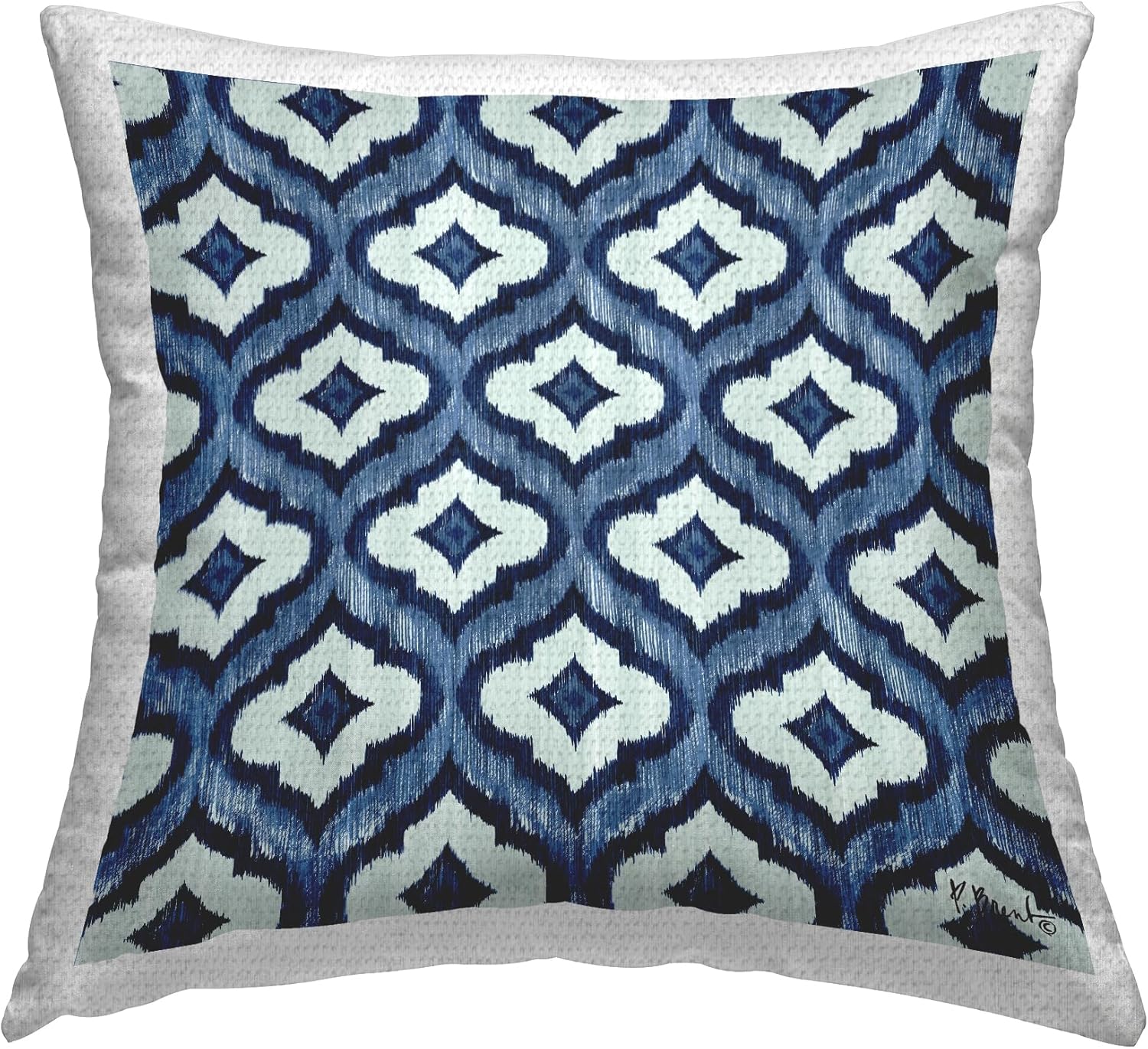 Stupell Industries Bold Blue White Trellis Pattern Outdoor Printed Pillow, 18 x 18