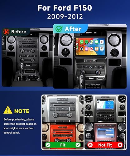 Miniatura 9 de 2G+64G para Ford F150 2009 2010 2011 2012 Android estéreo de coche con Apple CarPlay Android Auto, podofo 9 pulgadas pantalla táctil Bluetooth radio