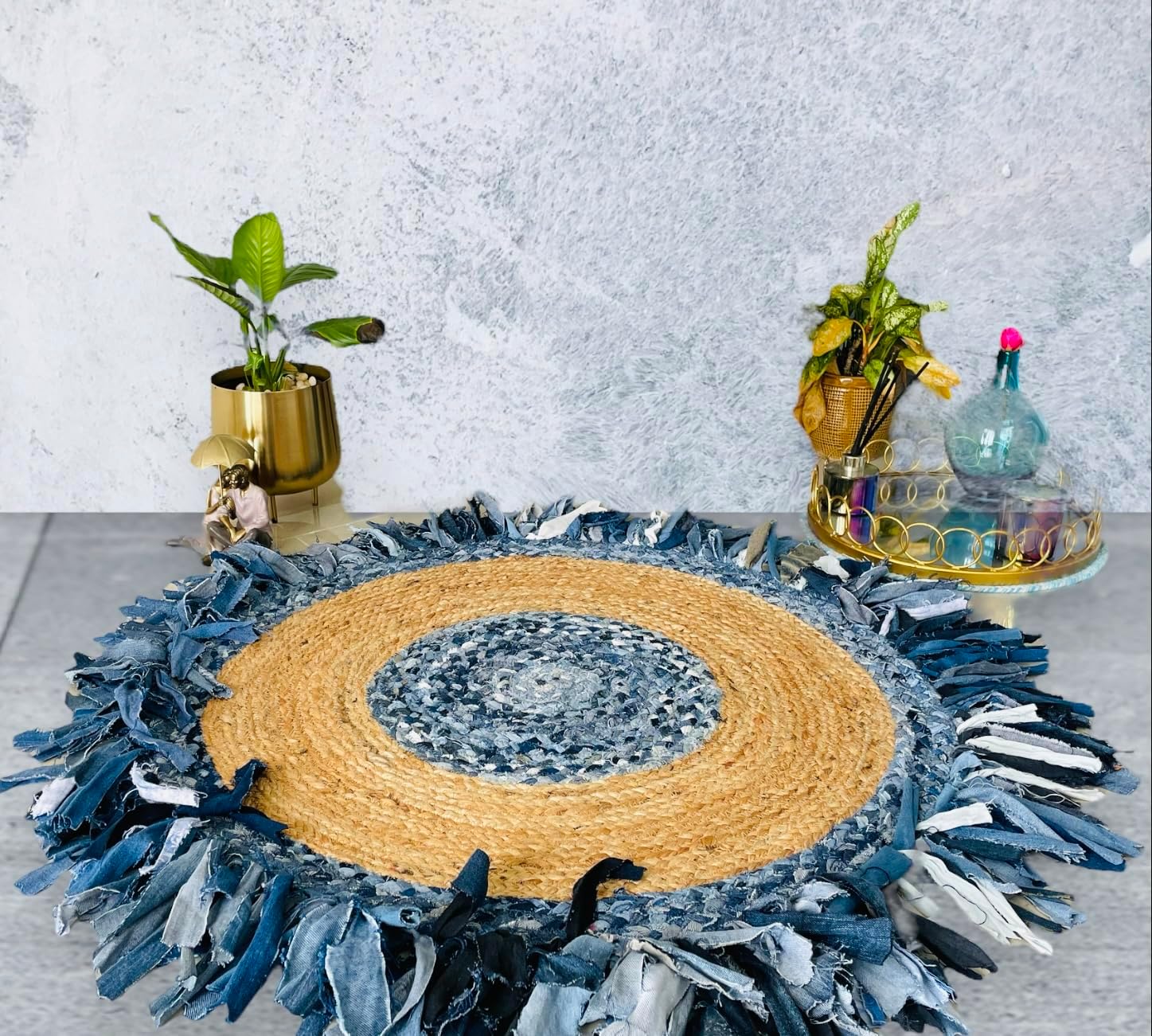 Amazon.com: The Weaving Buddha Organic Round Jute and Cotton Rug Mat ...