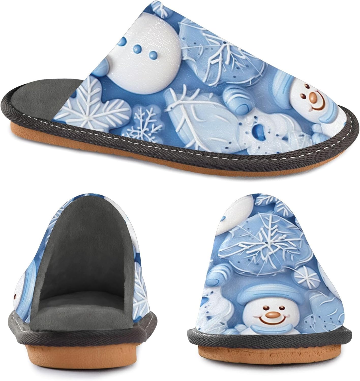 Christmas Xmas Snowman House Slippers – Cozy Fuzzy Slippers for Guests, Washable & Disposable, Perfect for Shoeless Home, Spa & Hotel Use A110840