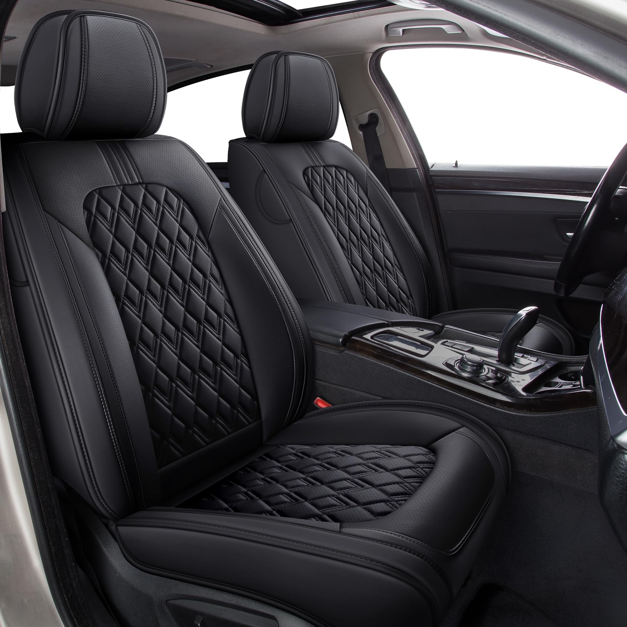 Photo 1 of SCDOOCA Car Seat Covers Full Set Black, Leather seat Covers, Universal Fit