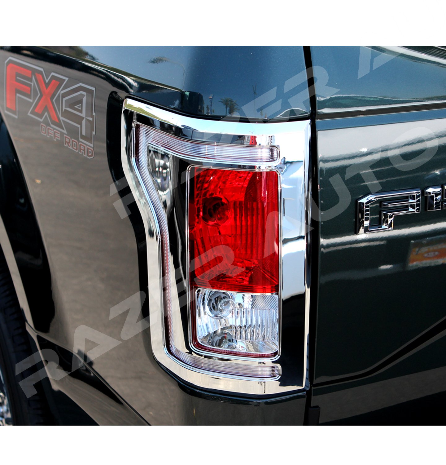 Razer Auto Triple Chrome Plated Taillight Trim Bezel Cover Does NOT fit Taillight with Sensor for 2015-2016 Ford F150