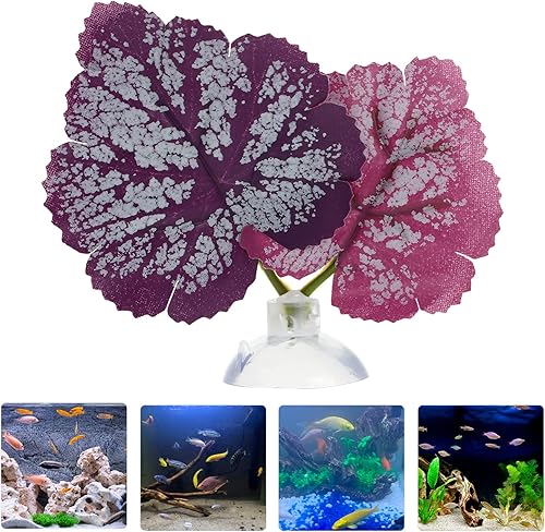 Miniatura 2 de POPETPOP Betta Leaf - 2 piezas de cama de hojas de pez beta, acuario, hamaca de hojas de plantas moradas, ventosa, pecera, tumbona de hojas de pez