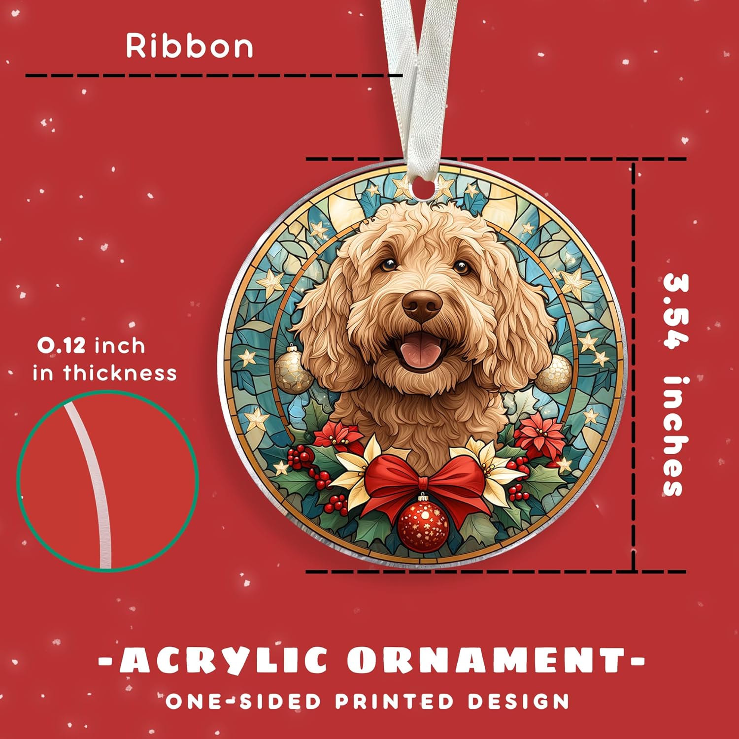 TUMSHANIP Goldendoodle Ornament - Goldendoodle Christmas Ornaments - Dog Gifts for Women Men, Dog Lovers Gifts - Dogs Ornaments 2025 - Acrylic Christmas Ornament 2025 - Image 2