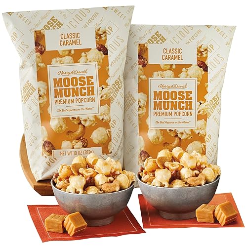 Moose Munch Premium Popcorn Classic Duo, cesta de regalo de palomitas de maíz, golosinas dulces y saladas, paquete variado