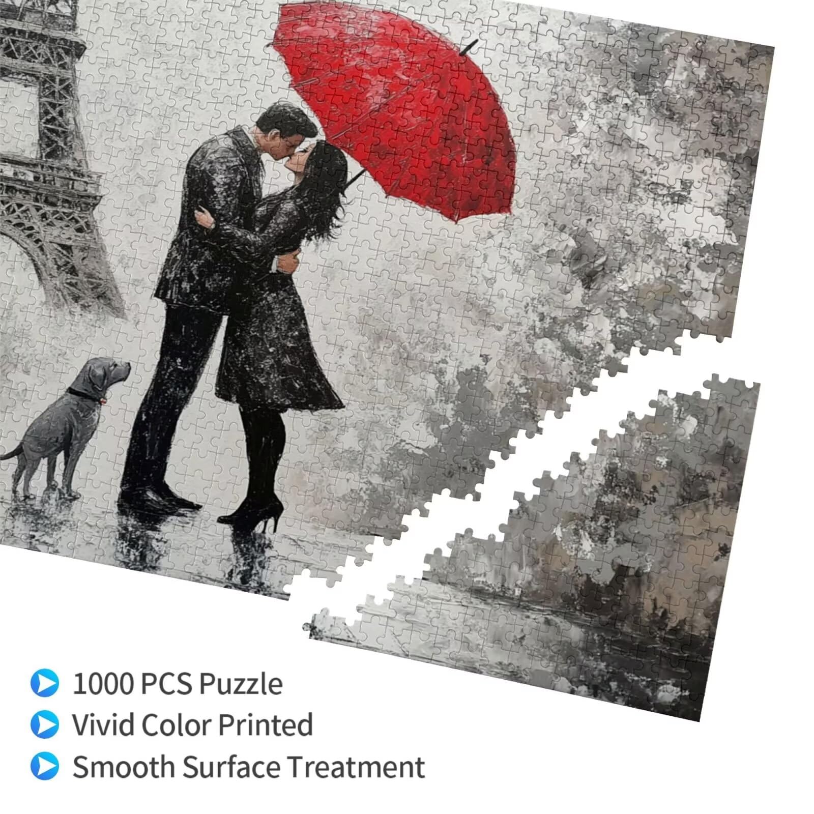 Tour Eiffel Puzzle 1000 Pièces Adultes Puzzle Amoureux Motif Design avec Emballage Cadeau pour Cadeau Femme,Activité Familiale Stimulante Débutants pour Decoration Chambre Murale Maison 75 x 50 cm -2Y