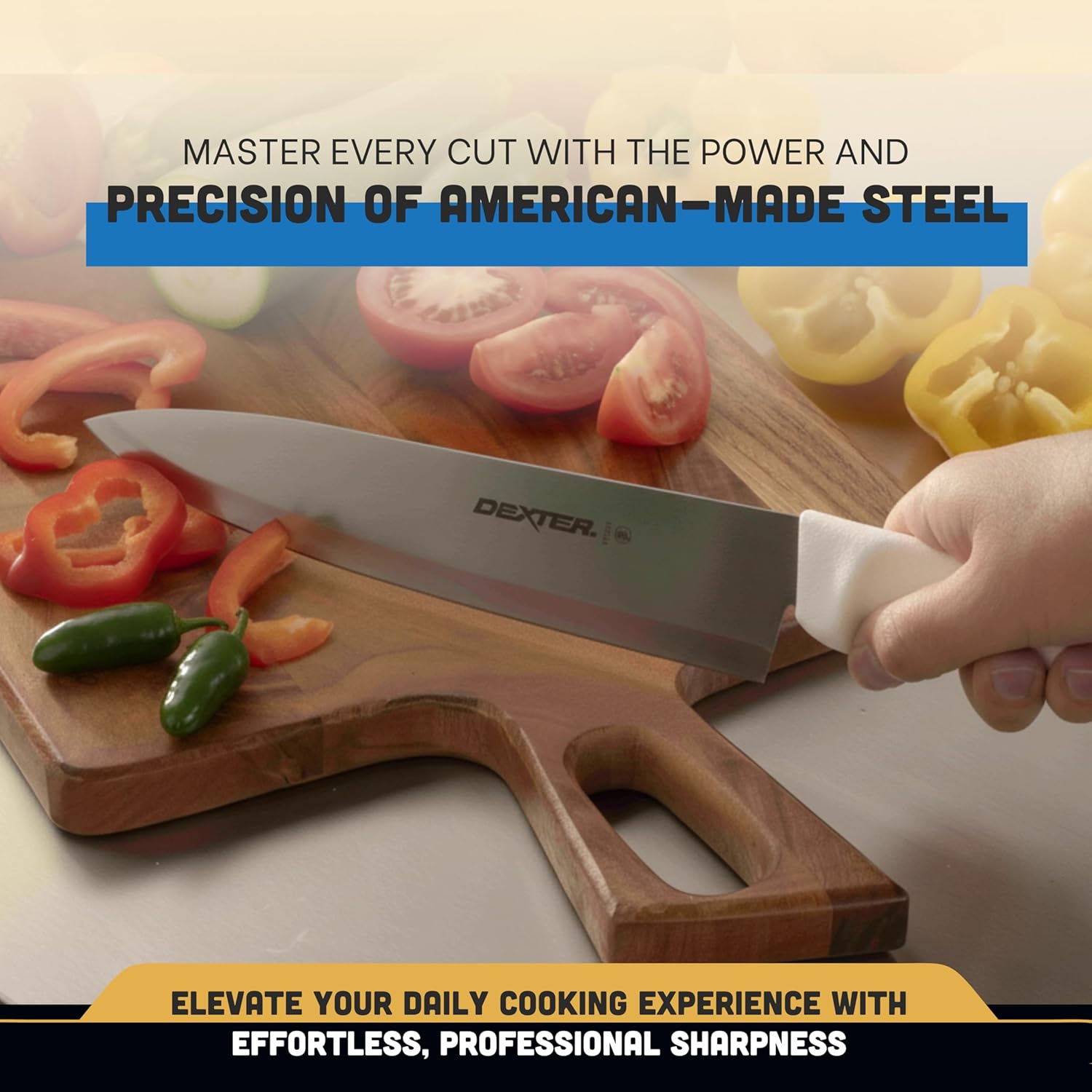 Dexter-Russell 10” Cook’s Knife – P94802, High-Carbon Stainless Steel Blade, Ergonomic White Handle, Hand-Honed Edge for Precision Slicing – Basics Series, Made in USA - Image 7
