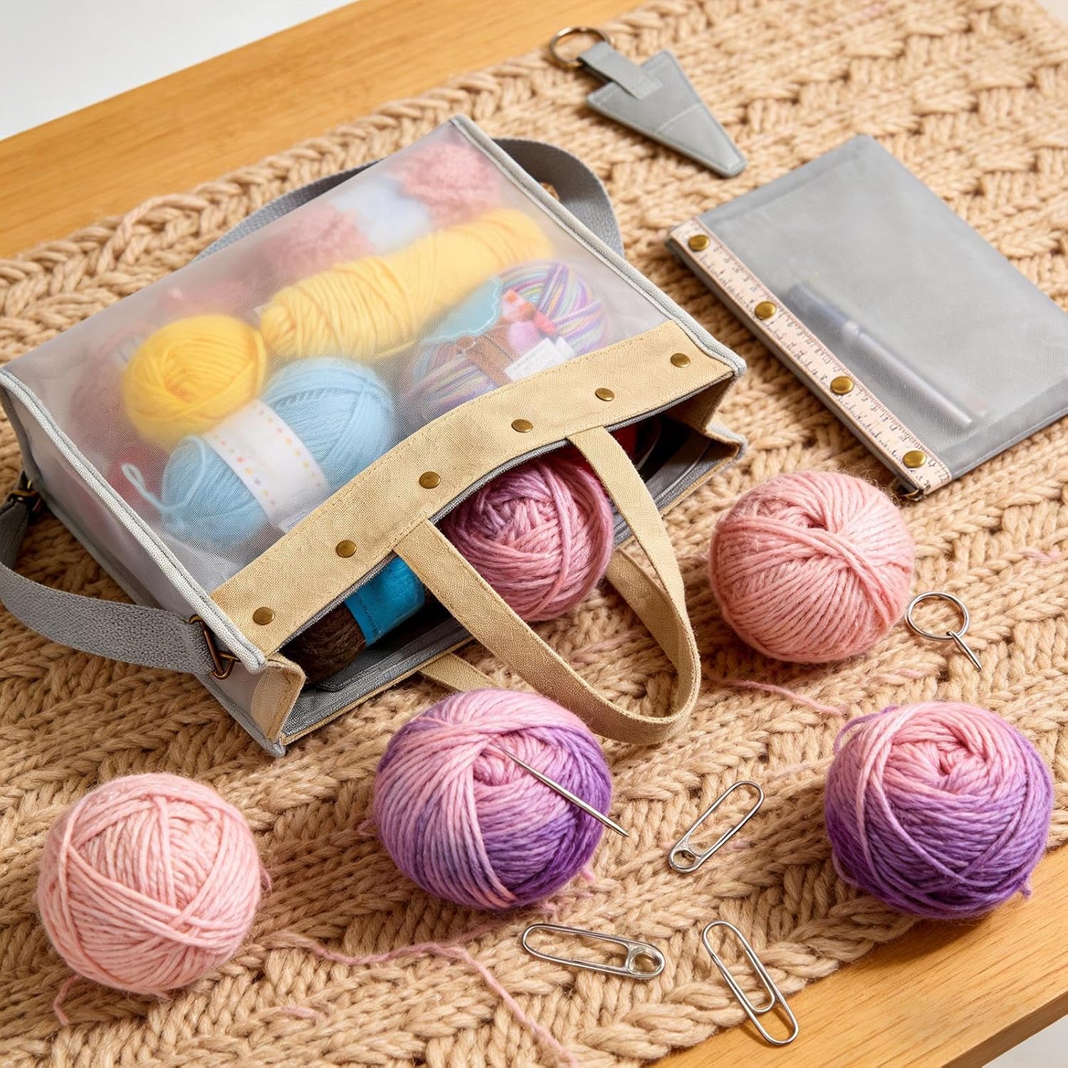 Crochet Yarn Bag Magnetic Closure Yarn Organizer image 5