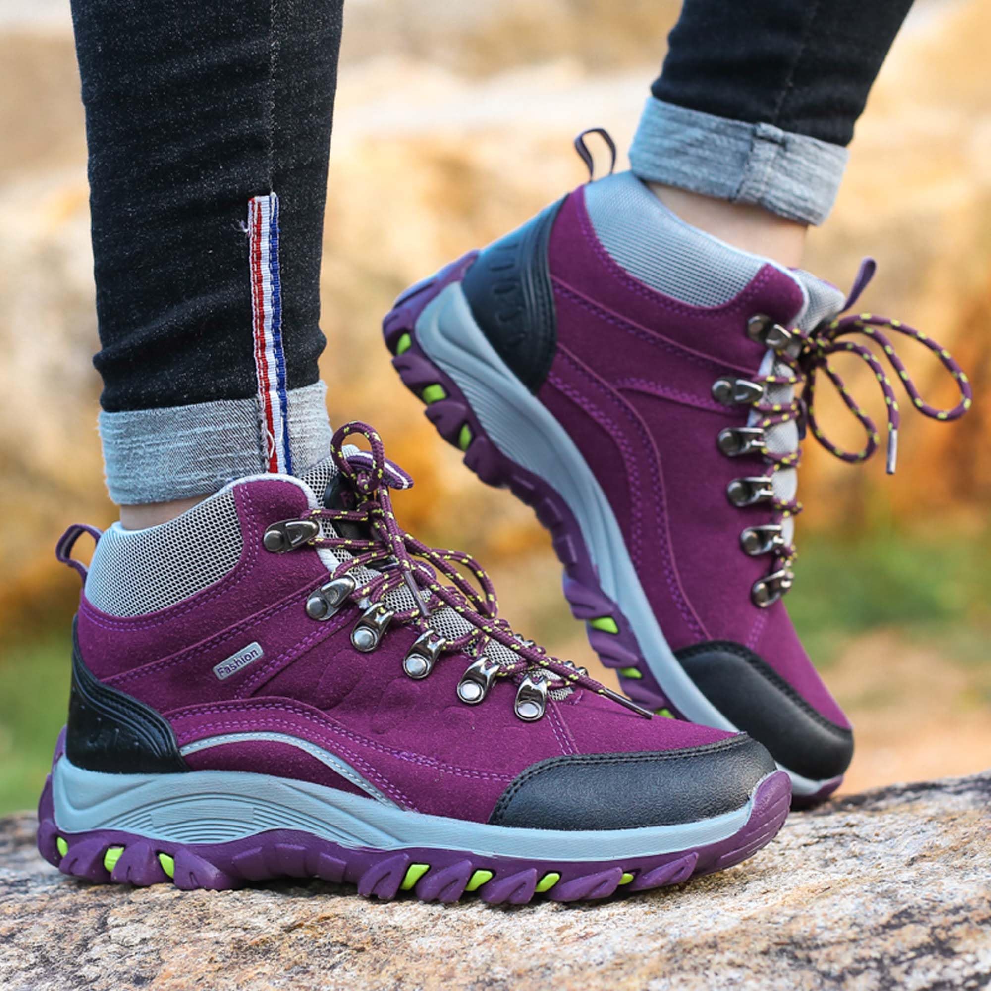 EKSMA Zimowe męskie buty turystyczne w dużych rozmiarach z pluszową izolacją, bawełna outdoorowa, w podróż, lekkie buty trekkingowe, Fioletowy, 40 EU