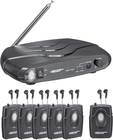 Hamilton Buhl Assistive Listening Dual Frequency System ALS700 with Transmitter, 6 Receivers & Earbuds