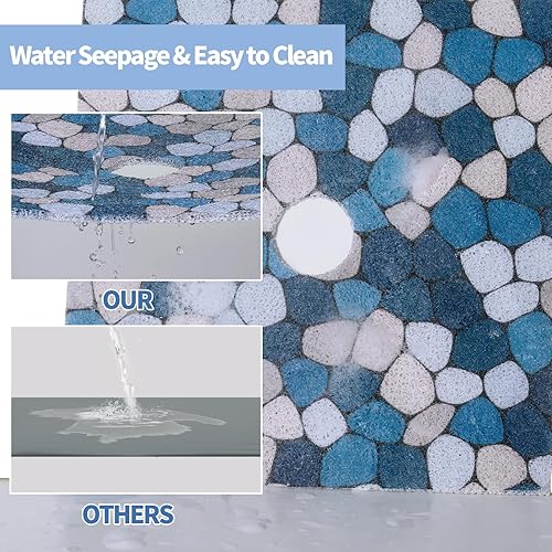 Miniatura 7 de HOMBYS Tapete de ducha cuadrado antideslizante, tapete de ducha con orificio de drenaje en el medio, tapete de ducha para ducha interior, tapete de