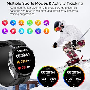 1.56 AMOLED Large Screen Smart Watches for Men Women, Airbag Blood Pressure Monitor Watch with Heart Rate Blood Oxygen Stress Sleep Tracking, SOS, Smart Fitness Watch for Android iPhone