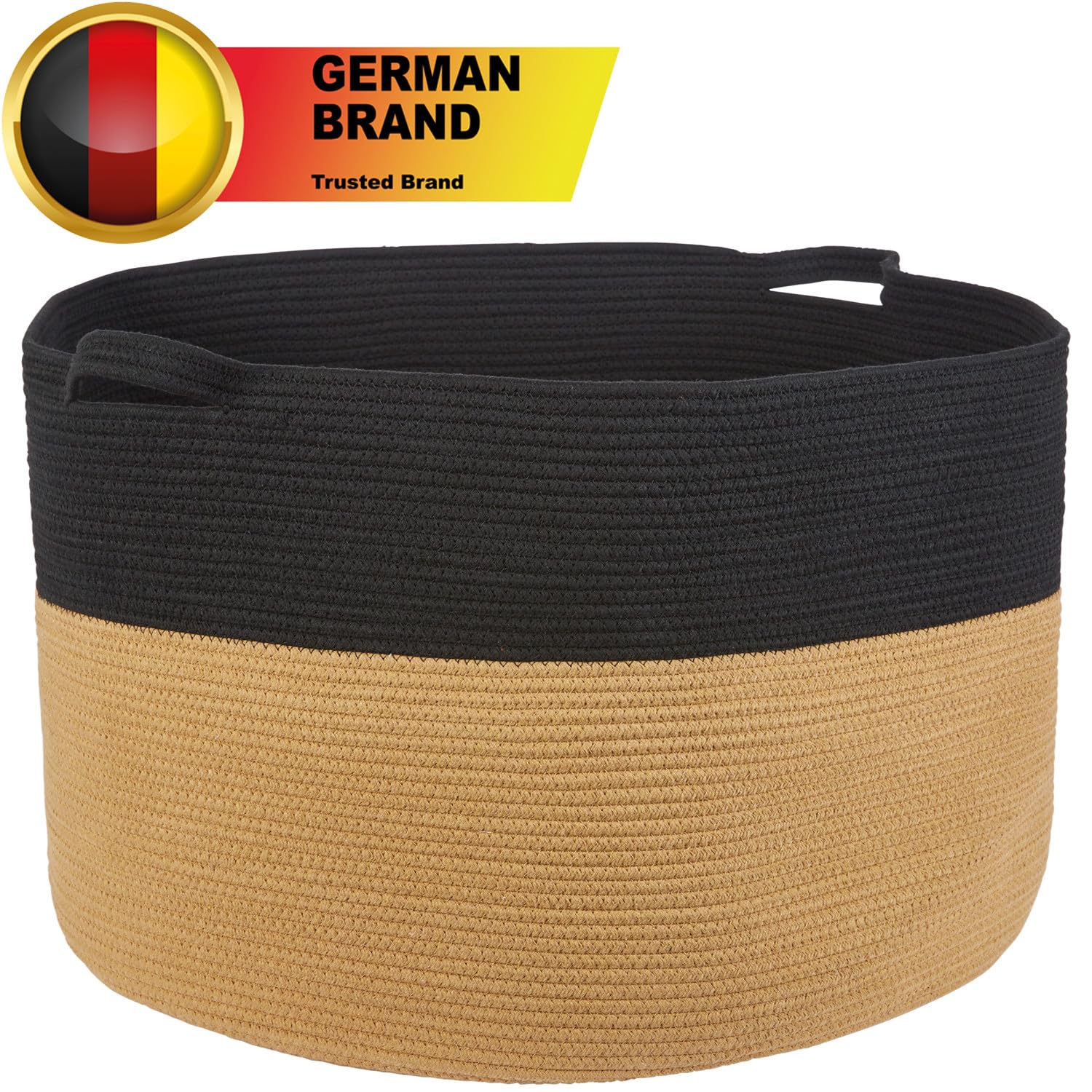 Skandinavischer Wäschekorb Narvic Motiv 3 aus Baumwolle in Braun 61 cm
