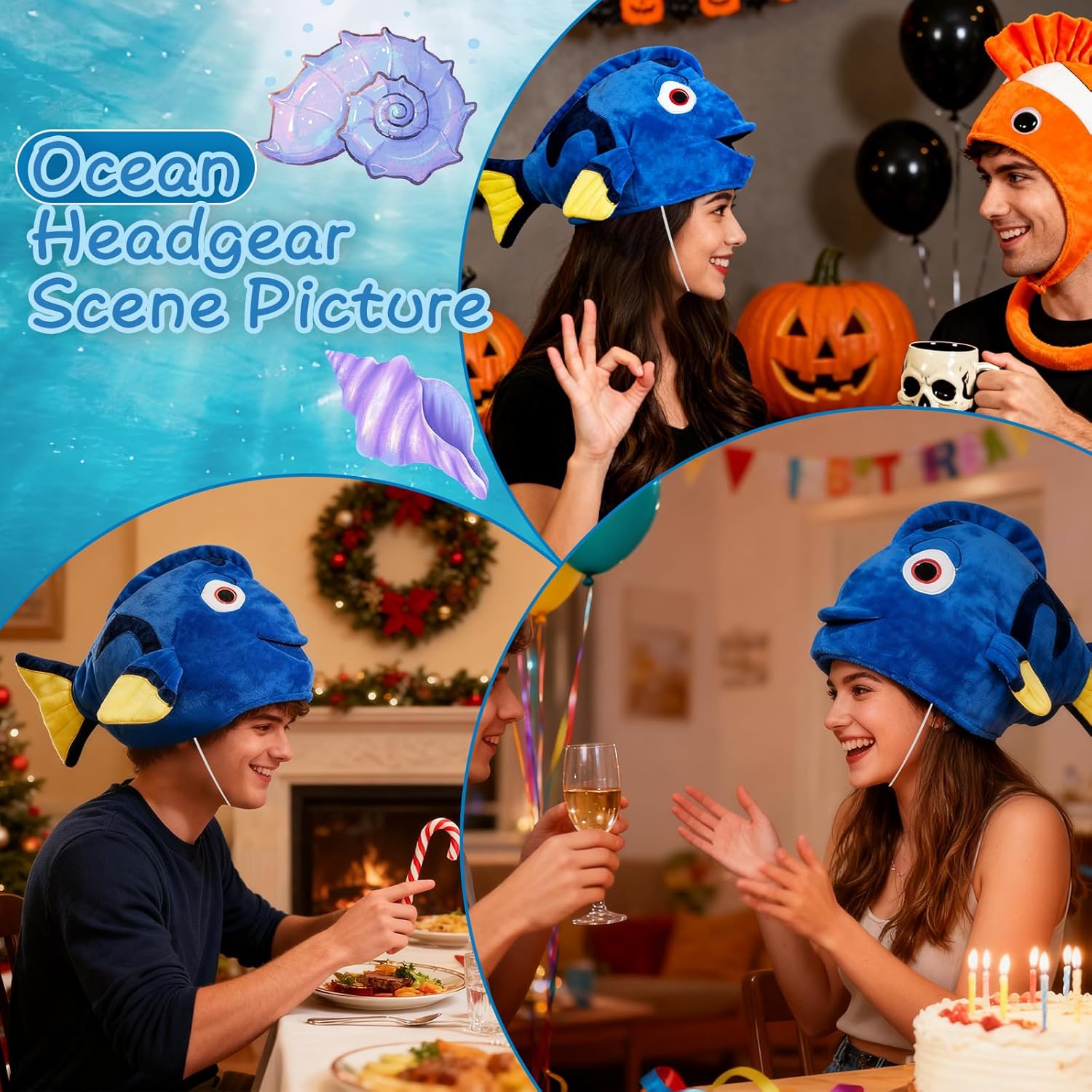 Blue Fish Hat Costume Ocean Animal Costume Sea Animal Cosplay Themed Partie - Image 6