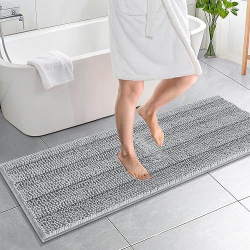 Miniatura 104 de OLANLY Tapetes de baño gruesos de felpilla a rayas de 30 x 20 pulgadas, extra suaves, absorbentes, con parte trasera de goma, se pueden lavar